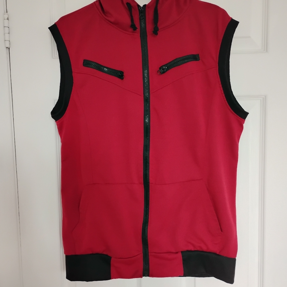 Sporty Red and Black Vest with Elastic Banding